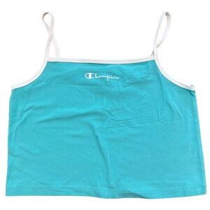 Champion Crop Top Spaghetti Strap Top Turquoise 90% Cotton Women's XL